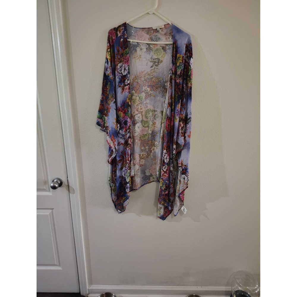 Umgee USA Floral Kimono Cardigan Plus Size 1XL 2XL Multicolor Boho Open Front‎